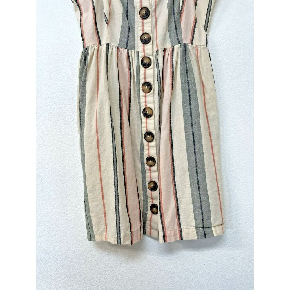 Shyanne Womens Sm Western Sundress Mini Linen Adjustable Straps Button Down - Picture 5 of 16